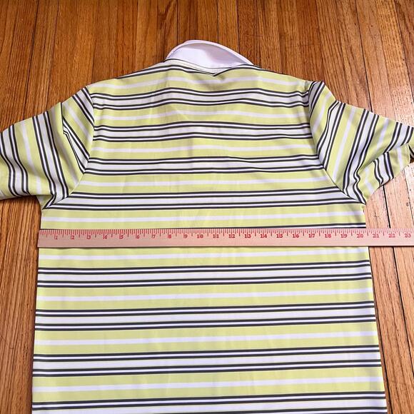 Oakley Polo Shirt Mens Small Performance Golf Striped Yellow White - Picture 4 of 7